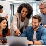 workforce reskilling and talent development session in an office