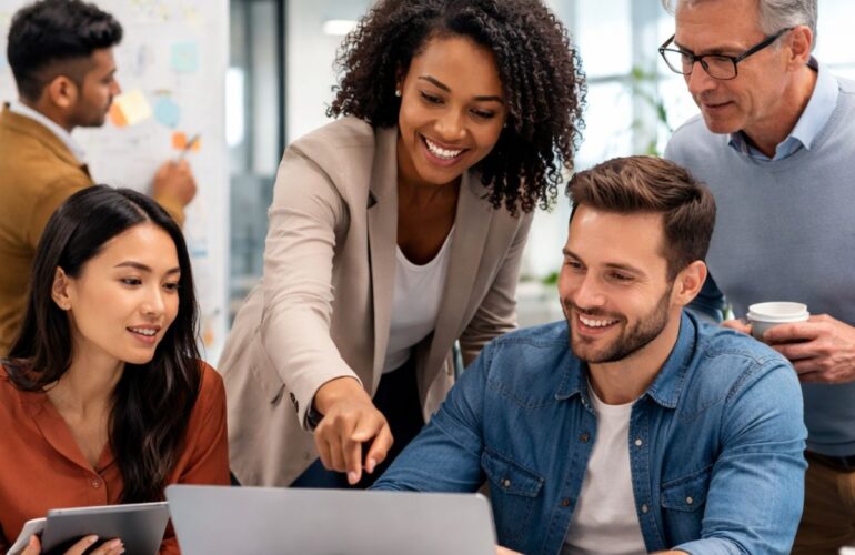 workforce reskilling and talent development session in an office