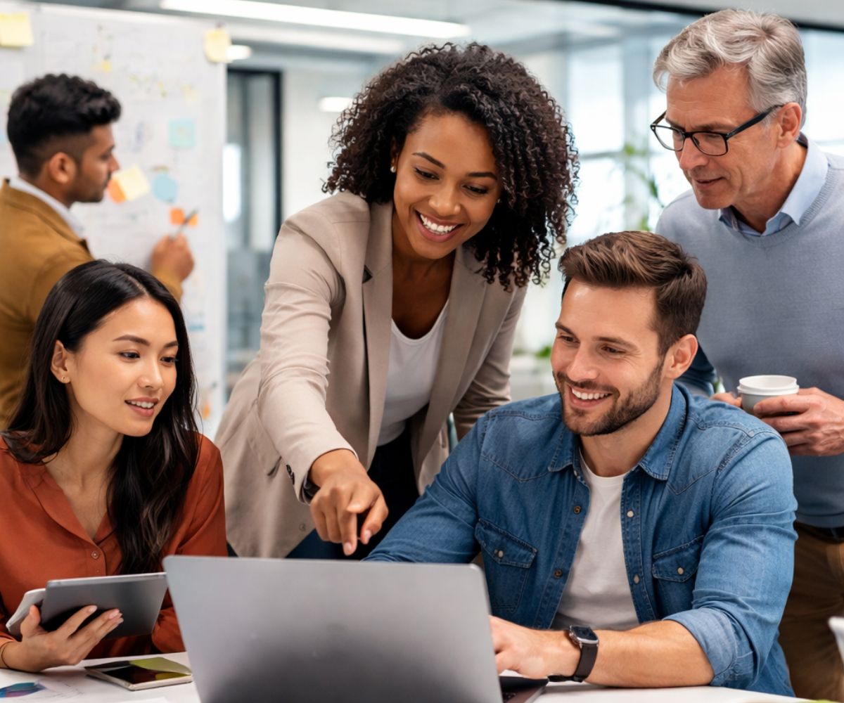 workforce reskilling and talent development session in an office