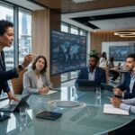 Leadership meeting in a serene office