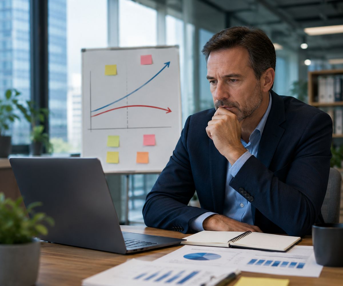 An executive strategizing on closing the AI ROI gap