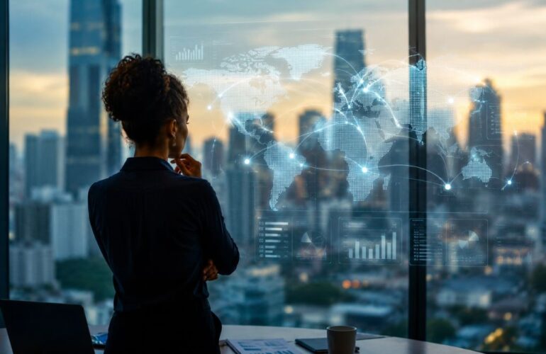 Executive observing how AI is reshaping global competitiveness