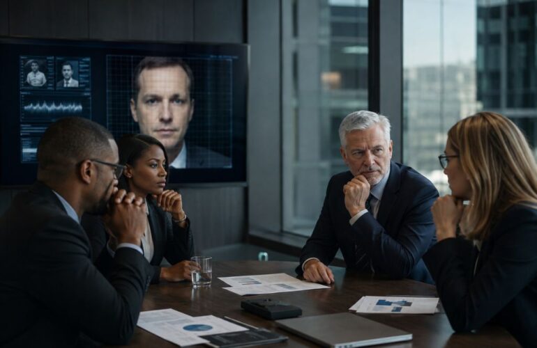 Board members discussing deepfakes issues