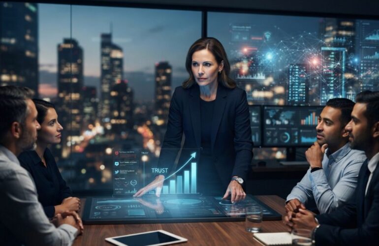 Leaders strategizing on digital disruption
