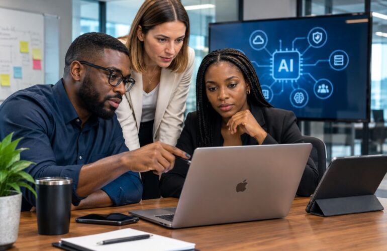 Collaborative Generative AI Office Discussion