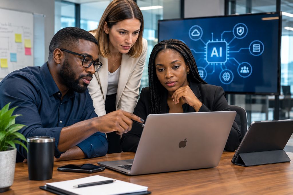 Collaborative Generative AI Office Discussion