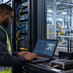 A technician in a data centre