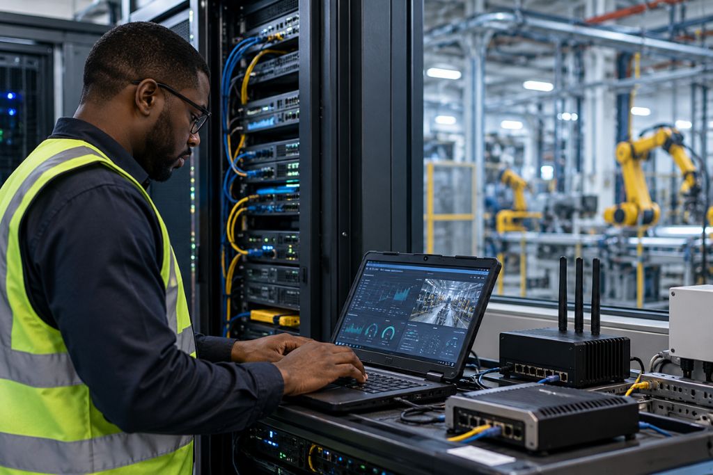 A technician in a data centre